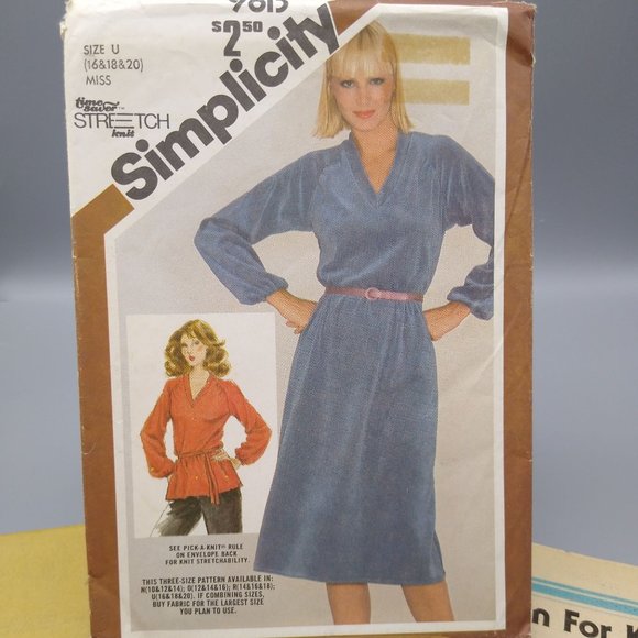 Vintage Sewing PATTERN Simplicity 9813, Time Saver Stretch Knit 1980 Pullover - Picture 1 of 6
